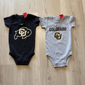 Lot of 2 Baby Nike CU Colorado Buffs Buffaloes Snap One-Piece Shirts Sz 3-6 M